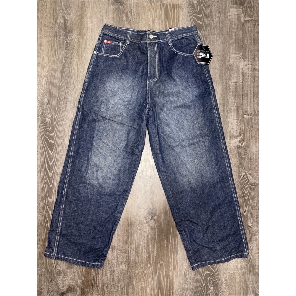 Vintage Southpole Blue Denim Jeans Mens 38x30 Dark Blue Baggy Grunge Skater Y2K